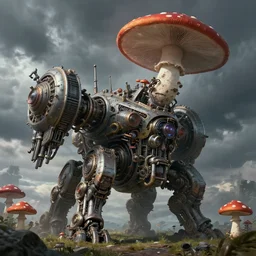 ❤🔥🍄🌪, trending on art station, in the sky, highly detailed surrealist art, elaborate detail war machine