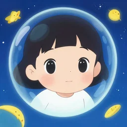 portrait of a young girl floating in space, colorful, cute face by mai yoneyama, ilya kuvshinov, yoshinari yoh, katsura masakazu, dynamic pose, ( kyoani ), flat narrow nose, rounded eyes, illustration, anime poster, halftone shading, mads berg