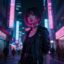 japan cyber punk, night vibes, neon lit, cinematic lighting, octane render, 4 k, dark, hyper realistic