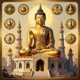 neo - buddhist architecture and symbols by greg rutkowski, trending on artstation, favorites on deviantart, high quality art. artwork masterpieces, award winning