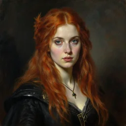 high quality high detail portrait of a young gorgeous female warlock, fantasy, d & d, painting by lucian freud, hd