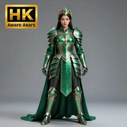 full body photo of a beautiful cute strong warrior queen wearing emerald encrusted armour, highly detailed, 8 k, hdr, smooth, sharp focus, high resolution, award - winning photo