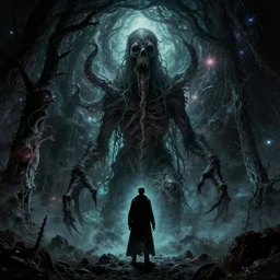 hell, space, lovecraft horror, erdritch horror, cosmic horror, cthulhu, 8k, HDR, legendary scene