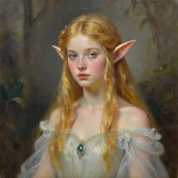 a beautiful elf princess, oil painting, by laura sava