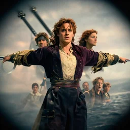 Titanic movie, I’m the king of the world, Jack is a sloth, Greg Rutkowski, Darek Zabrocki, Karlkka, Jayison Devadas, Phuoc Quan, trending on Artstation, 8K, ultra wide angle, pincushion lens effect.