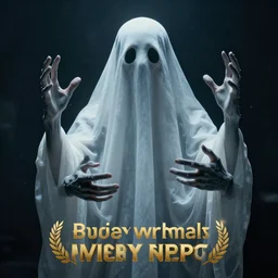 ghost with 4 hands, head covered, quality, cinematic, award winning, hd, art
