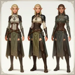character outfit concept sheet of fantasy female elf, by Zakariah and Nippaaah, artstation, highly detailed, character outfit design -9