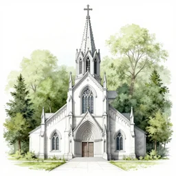 architectural drawing of church inspired by nature