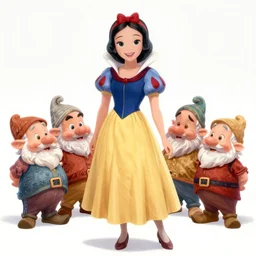 portrait snow white and the seven dwarves by don bluth and greg rutkowski
