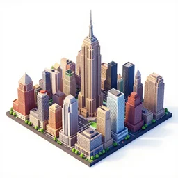 isometric cityscapes block city of new york, photorealism, colourful, detailed, sharp, isometric, 3 d, 3 / 4 view, octane render