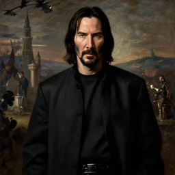 A Caravaggio painting of Keanu Reeves in The Matrix