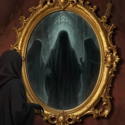 cursed ghosts inside a golden mirror, artstation