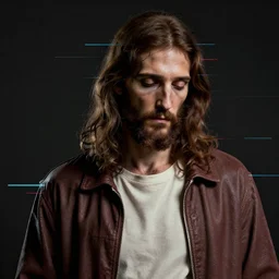 glitch art of cyberpunk jesus h. christ trending on artstation deviantart pinterest photorealistic hd 8 k highlights and shadow detailed high resolution