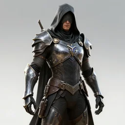 destiny 2 concept armor for hunter male, hooded, cape, character portrait, realistic, cg art, artgerm, greg rutkowski