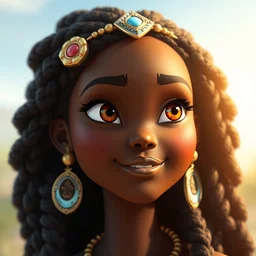 an african disney princess, computer generated, sharp focus