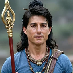 hyperrealistic artwork depicting Tom Cruise as the Hindu God Vishnu