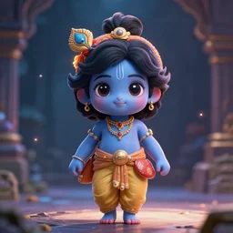 little lord krishna, full body, kawaii, manga, illustration, concept art trending on artstation, devainart, clear face, cinematic lighting, atmospheric, magical effect, hd, hyperdetailed, hyperreal