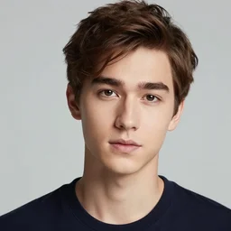 portrait of a young man with brown hair by ross tran