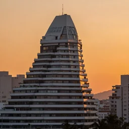 vina del mar hotel background by simon stalenhag, orange sunset, sharp focus, digital art, 4 k, octane, zoom, high contrast