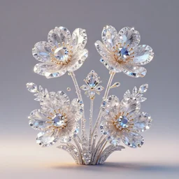 flowers made of crystals and jewels, beautiful, soft lighting, octane render, highly detailed,