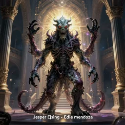portrait of zombie cthulhu in a palace by jesper ejsing and eddie mendoza, cosmic, eldritch