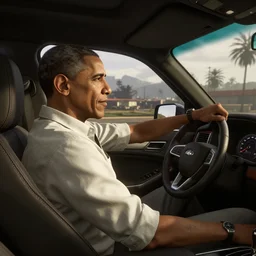 Obama sitting a car, game, screenshot , GTA5