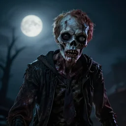 portrait of a zombie, moonlit, dark, glowing background lighting, hyper detailed, horror fairy tale, 4 k octane render