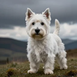 west hightland white terrier, sweet, affectionate, tender, cute, normal rockwell style