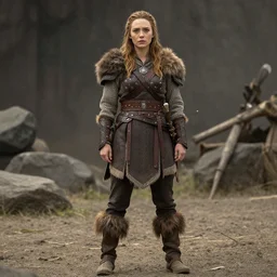 professional full length photograph of elizabeth olsen as a barbarian warrior.  Extremely detailed. 8k