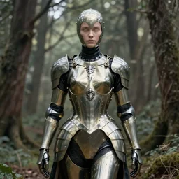 a masterpiece ultradetailed digital art of a beautiful girl in masterpiece latex armor. only body. no head. baroque renaissance. in forest. medium shot, intricate, elegant, highly detailed. trending on artstation, by stanley artgerm lau, wlop, rossdraws, james jean, andrei riabovitchev, marc simonetti, yoshitaka amano. background by james jean and gustav klimt, light by julie bell, 4 k, porcelain skin.