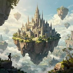 movie poster, game about floating islands and medieval cities, cinematic light, clean linework, finely detailed, 4 k, trending on artstation, concept art by stanley lau