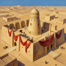 arabian city, by joe dever, lone wolf, drapes, temple, town hall, traps, painted by greg rutkowski