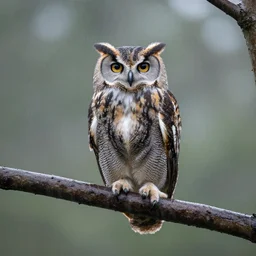 an owl on a branch in the rain