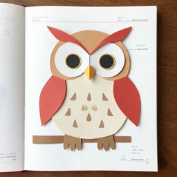 cut - sheet with markings and instructions for a paper - craft owl