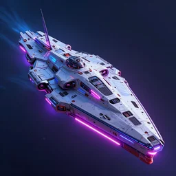 Futuristic spaceship, battleship, neon glow, Scifi, Artstation, 8k, illustration