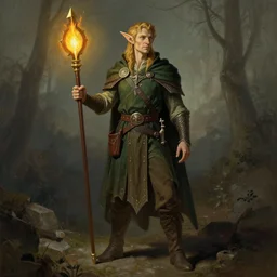 Dungeons and Dragons character, elf, monet, rembrandt, matte painting