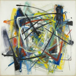 abstract art painting, lines, forms, shapes, in style of jackson pollock, 4 k, high resolution details,