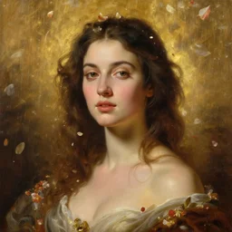 beautiful oil matte portrait painting, woman amidst a flower petal rainstorm, wonderful masterpiece highly detailed, beautiful cinematic light deep focus, elegant, digital painting, smooth, sharp focus, golden ratio, dramatic illumination, ultra realistic, 8 k, art by artemisia lomi gentileschi and caravaggio