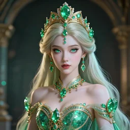 wonderful princess of emeralds with fair skin, ornate, 8 k, gorgeous, intricate, detailed, accent lighting, dramatic lighting, octane render