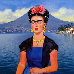 guatemala's lake of atitlan painted by frida kahlo
