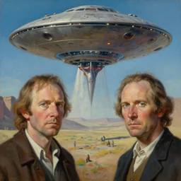 oil painting of a scene from an ancient historical ufo encounter, dmt entity, charles abel corwin, frank lloyd wright, highly detailed, hyper realism, sharp focus, detailed faces