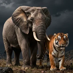 elephant and tiger hybrid, ultra realistic