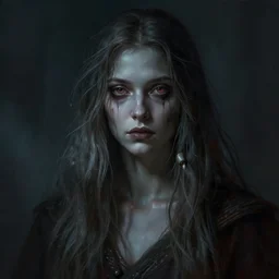 malenia. goddess of death. long hair. atmospheric moody lighting. highly detailed digital painting by greg rutkowski. sharp focus, 8 k.