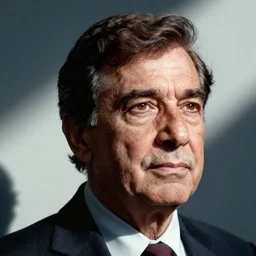 studio photography of salvador allende, close up, color