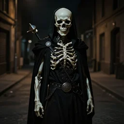 hades, god of the dead, photgraphed in a dark street at night
