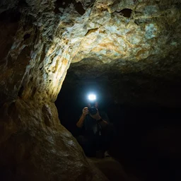 a photo of a cave taken with a camera flash light