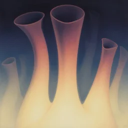 soft gradient vessels from a sci - fi movie, james jean, moebius