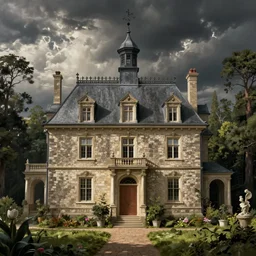 a big house hyperdetailed digital illustration by hieronymus bosch