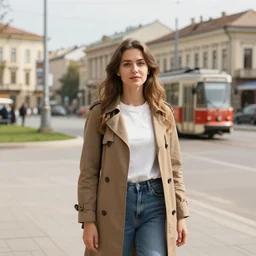 photo of a beautiful ukrainian woman from odessa near the tram square