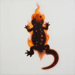 a minimalist painting of flaming salamander, nanopunk, silhouette, photorealistic, trending on flickr.